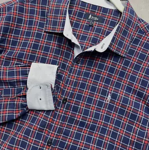 Jack Murphy Large Long Sleeve Button Up Shirt Blue Red Check Embroidered Dublin - Picture 1 of 8