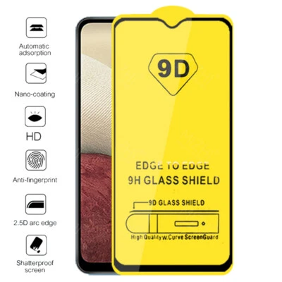 Samsung Galaxy A12 Tempered Glass Protector Full Screen Edge to Edge (Black) - Image 1 of 4