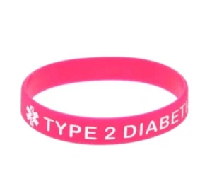 Silikon Armband Für Diabetes Typ 2 Weich Für Tägliche Erinnerung Diabetic Rosa - Picture 1 of 1