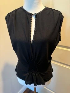 Yves Saint Laurent Rive Gauche Schwarz Baumwolle Ärmellos Top Gr. L Italy Neu ohne Etikett - Bild 1 von 9