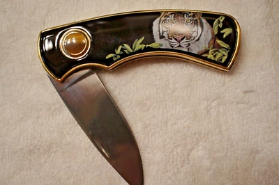 franklin mint big cat folding knife collection-tiger - Image 1 of 3