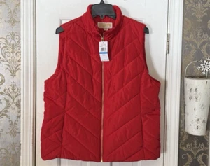 Michael Kors Women’s Puffer Vest Crimson Red Quilted Size XL New With Tag - Picture 1 of 10