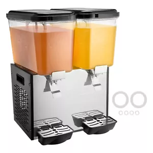Commercial Juice Beverage Dispenser 18L x 2 Tanks Cold Juice Ice Drink Dispenser - Picture 1 of 12