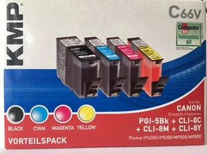 KMP Set Tintenpatronen C66V für CANON PIXMA IP, IX, MP, MX -  Multipack PGI CLI - Bild 1 von 4
