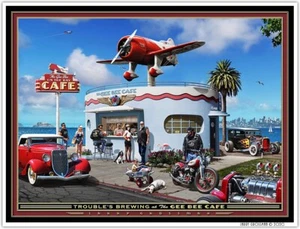 IMPRESIÓN ARTÍSTICA HOT ROD por Larry Grossman The GEE BEE CAFÉ - Imagen 1 de 2