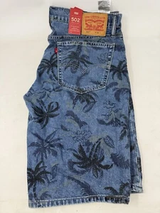 Pantalones Cortos de Denim Levi's 502 Para Hombre Azul Palmeras Hawaianas Largos Nuevos Talla 36 - Imagen 1 de 9
