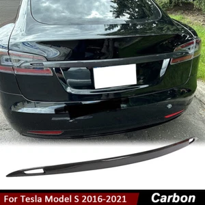 For Tesla Model S 2016-21 Carbon Fiber Rear Door Tail Trunk Gate Lip Cover Trim - Picture 1 of 11