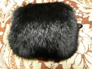 Vintage Fox Fur Hand Muff Hand Warmer With Wrist Strap & Inside Zippered Pocket - Picture 1 of 8