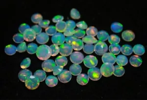 Opal Round Gemstone, Faceted Round Opals, natural Welo fire Opal Cut Stone 7 mm - Picture 1 of 4