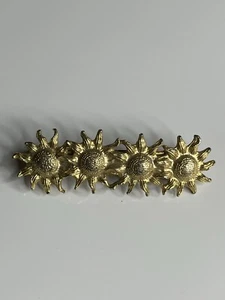 Vintage Metal Textured Gold Tone Sun Flowers Hair Clip Barrette - Picture 1 of 5
