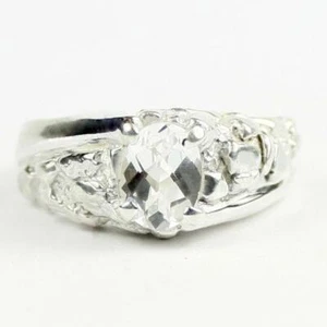 Anello uomo pepita in argento sterling 925, topazio in argento, SR368 - Foto 1 di 5