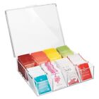 Tea Bags Storage Box with Sealing Lid Clear Acrylic 8 Compartments Organizer