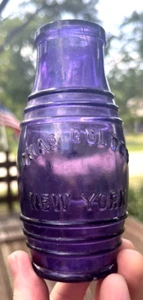 NICE AMETHYST BARREL MUSTARD BOTTLE CHAS. GULDEN NEW YORK 1880'S ERA L@@K - Picture 1 of 8