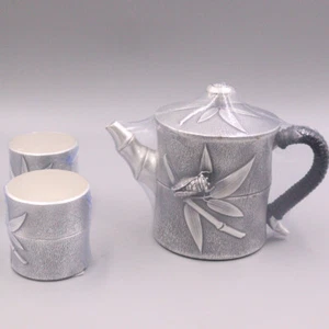 Feinsilber Teekanne reines Silber 999 Sammlerstücke Bambus Festival Teeservice Tasse - Bild 1 von 13