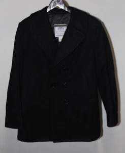 DSCP Quarterdeck Collection Black PeaCoat Womens 14L Enlisted Wool Military/Navy - Picture 1 of 10