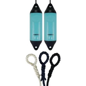 2 x HURRICANE Vortex Bootsfender: Türkis PM02 - FREE SPLICED END 10MM SEIL - Bild 1 von 2