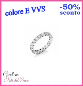 ANELLO RIVIERA VERETTA GIRO ORO BIANCO CON DIAMANTI NATURALI E VVS 1 CARATO - Foto 1 di 4
