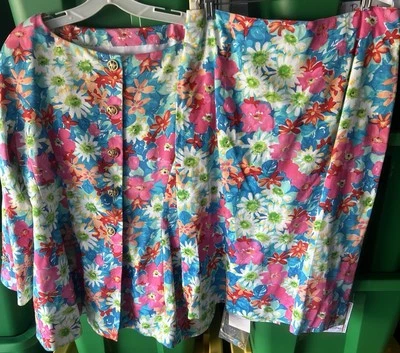 Vintage NWT NINA RICCI France Colorful Floral 2 Piece Jacket & Skirt Combo 14 - Image 1 of 4