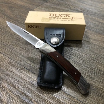 Vintage 1990 Buck USA 501 Squire Lockback Folding Pocket Knife, Sheath & Box - Image 1 of 4