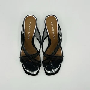 Women's Donald Pliner Kiss Mesh Strappy Square Toe Sandals in Black Size 6.5M - Picture 1 of 9