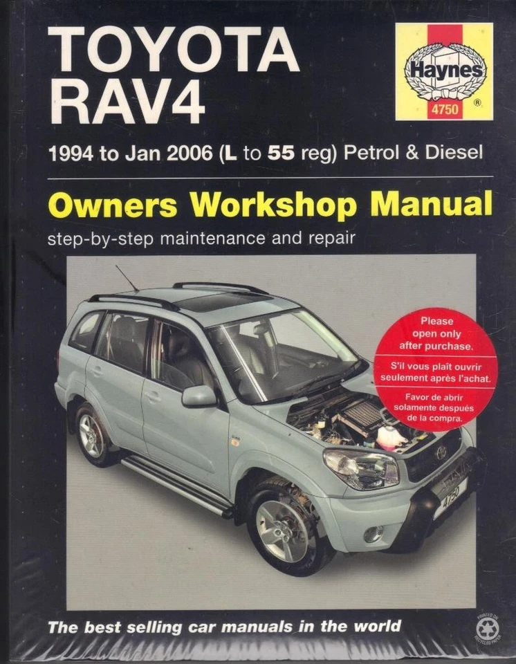 TOYOTA RAV4,XT2,XT3,XT4,XT-R,VX,NV,NRG,EX,GX,VVT-I,D-4D HAYNES MANUAL 1994-2006 - Image 1 of 1