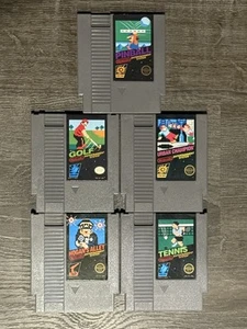 NES 5 Game Lot. Urban Champion, Pinball, Tennis, Golf, Hogans. Tested & Working - Picture 1 of 2