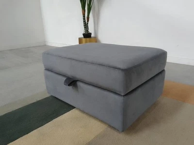 DFS Plush Large Storage Footstool in Sensual Velvet Denim RRP £499 - Image 1 of 4