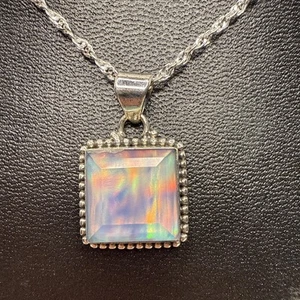 Neu Aurora Borealis Anhänger an einer Sterling Silber 24" gedrehte Kette - Bild 1 von 6