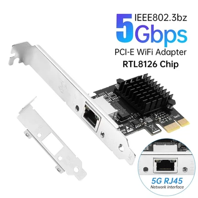 5Gbps PCIe Network Adapter RTL8126 Multi-Gigabit Ethernet Card PCI-E to RJ45 LAN - Image 1 of 4