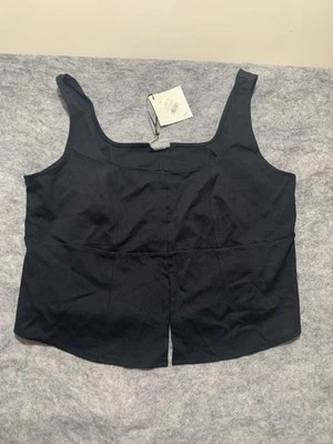 Camiseta sin mangas para mujer Ava & Viv nueva con etiquetas corsé tejido gancho negra talla 1X Foto 1 de 4