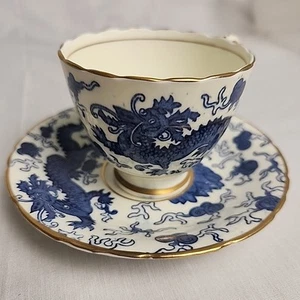 Delphine China Grannycore Blue Dragon&Flames Scalloped Made In England Vtg 1940 - Picture 1 of 7