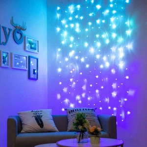 Curtain Lights for Bedroom Wall Light Up Curtains Led String Lights Turquoise... - Picture 1 of 5