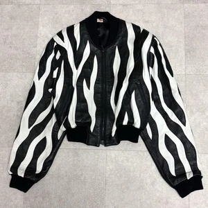 80's Michael Hoban Zebra Leather Bomber Jacket - Picture 1 of 10