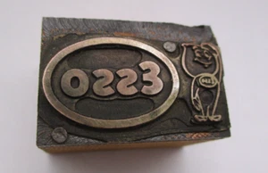 Vintage Printing Letterpress Printers Block Esso Gas Oil Flame Guy - Picture 1 of 2