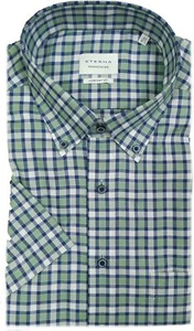 Camisa eterna Comfort Fit manga corta cuello abotonado verde cuadros 2291/40 K114 - Imagen 1 de 1