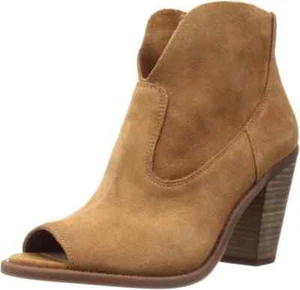 Jessica Simpson Charlotte Open Toe Zip Bootie Ankle Boot Suede Brown Beige 6.5 - Picture 1 of 7
