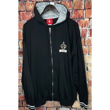 New Orleans Saints Hooded Black Gold Full Zip Embroidered Men’s 2XL Jacket