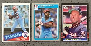 KIRBY PUCKETT - High Grade Lot of (3) 1985 Fleer, Donruss, Topps Rookie Card RC