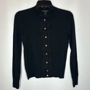 J Crew | Cárdigan negro para mujer XS suéter borde frontal de encaje - Imagen 1 de 6