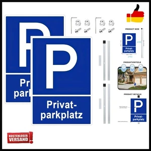 2 Stück Parkplatzschild mit 90 cm Hohem Pfosten, Privatparkplatz Schild mit P... - Bild 1 von 9