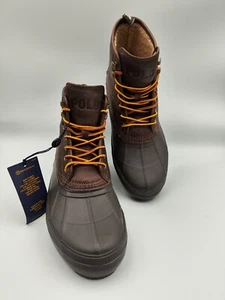 Polo Ralph Lauren Claus Schnürstiefel Leder gefüttert Entenstiefel Herren braun Gr. 9 NEU - Bild 1 von 8