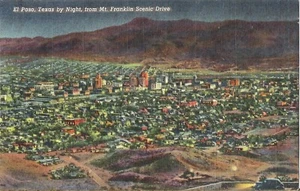 Postcard Texas El Paso at Night from Mt Franklin Scenic Dr Linen 40s Unused - Picture 1 of 1