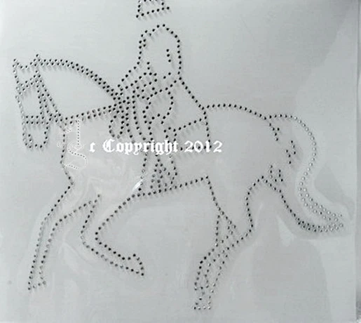 Hotfix Strass Bügelbild Glas Pferd Applikation Dressurreiten 110907 Karostonebox - Bild 1 von 1
