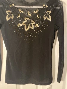 Osight Women’s Blouse. Black And Gold. Party. Date Night Blouse - Picture 1 of 13