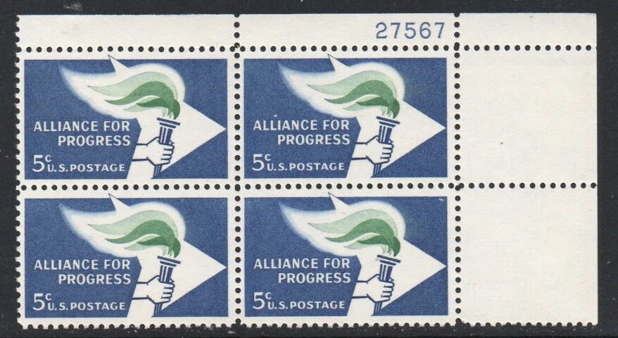 ALLY'S STAMPS US Plate Block Scott #1234 5c Alliance for Progress MNH - F/VF STK - Image 1 of 1