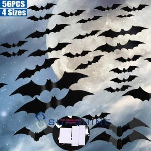 Bats Wall Decor 56Pcs 3D Bat Halloween Wall Stickers for Home Decor Waterproof - Picture 1 of 20