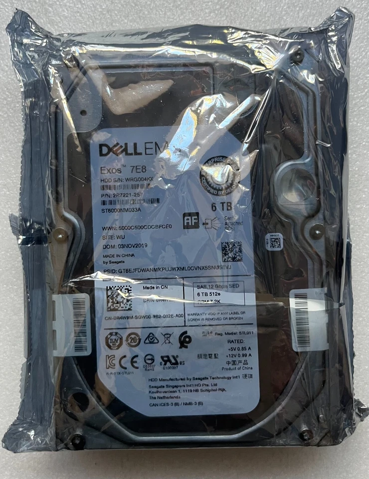 R4W9M Dell Seagate ST6000NM033A 6TB 3.5" 12Gbps 7.2K RPM SAS 512e SED HDD 0R4W9M - Image 1 of 1