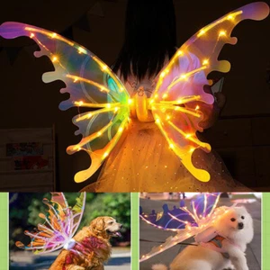 LED Butterfly Elf Wings Kids Dress Electric Moving Fairy Princess Wing Party AU - Picture 1 of 11