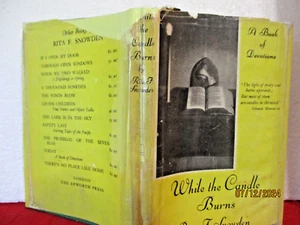 Rita F Snowden WHILE THE CANDLE BURNS A Book Of Devotions HCDJ  1950 - Picture 1 of 9