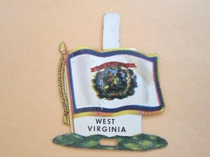Vintage 1959 ~ W.VIRGINIA ~ Nabisco geschredderter Weizen Werbung Metallflagge mit Tab - Bild 1 von 4